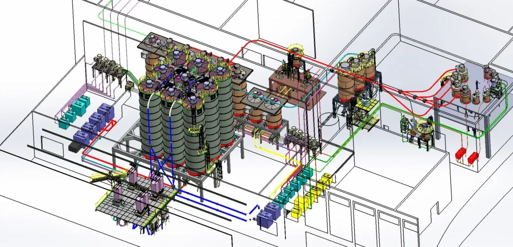 Planta 3D completa da Liane Alimentos projetada pela Globe Systems
