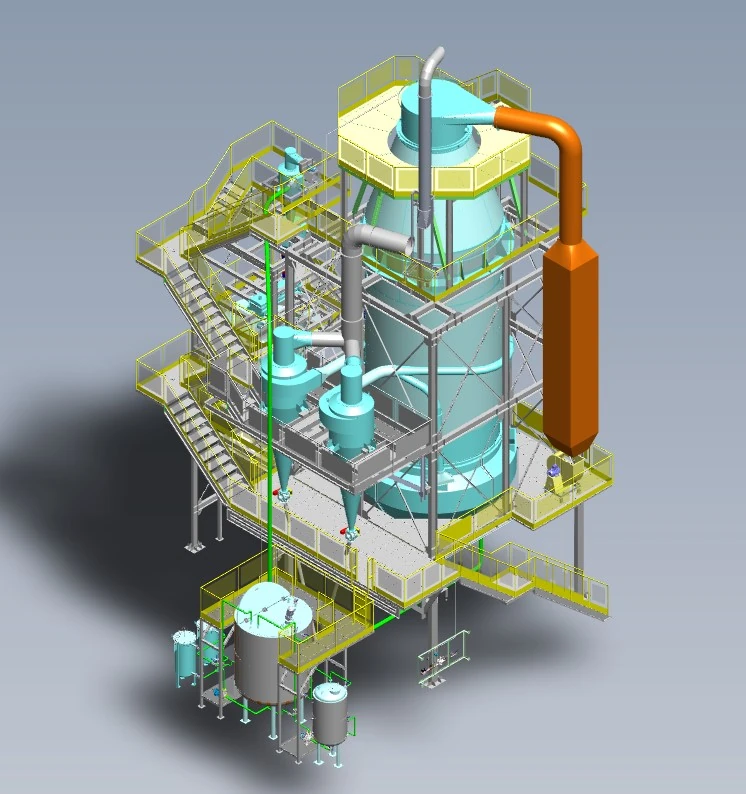 Projeto 3D da planta de spray dryer de sulfato de zinco